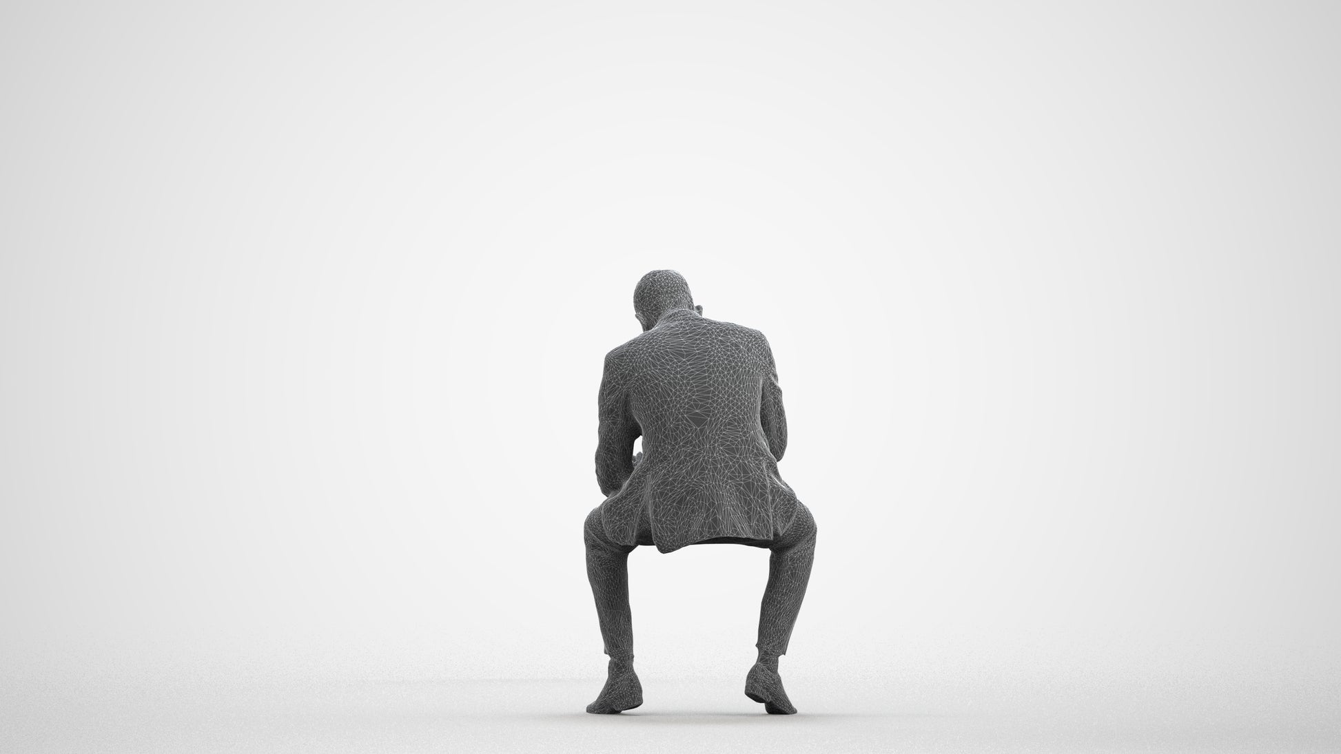 scanned 3D man business, photogrammetry people for Enscape and V-Ray, wireframe front view