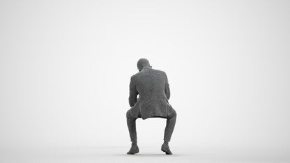 scanned 3D man business, photogrammetry people for Enscape and V-Ray, wireframe front view
