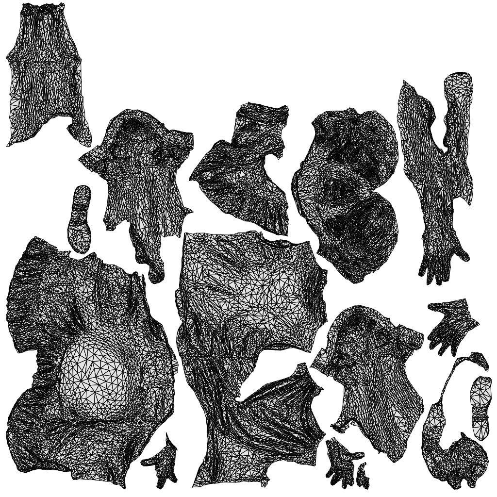 3D scanned woman sitting casual, photorealistic archviz people for Enscape and SketchUp, wireframe top-down view