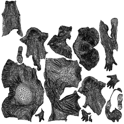 3D scanned woman sitting casual, photorealistic archviz people for Enscape and SketchUp, wireframe top-down view
