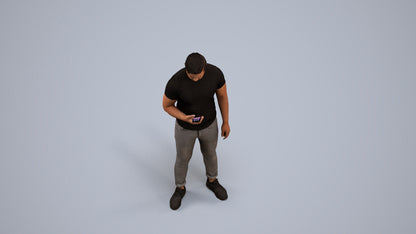 photogrammetry 3D man casual standing, realistic human model archviz FBX, back view render