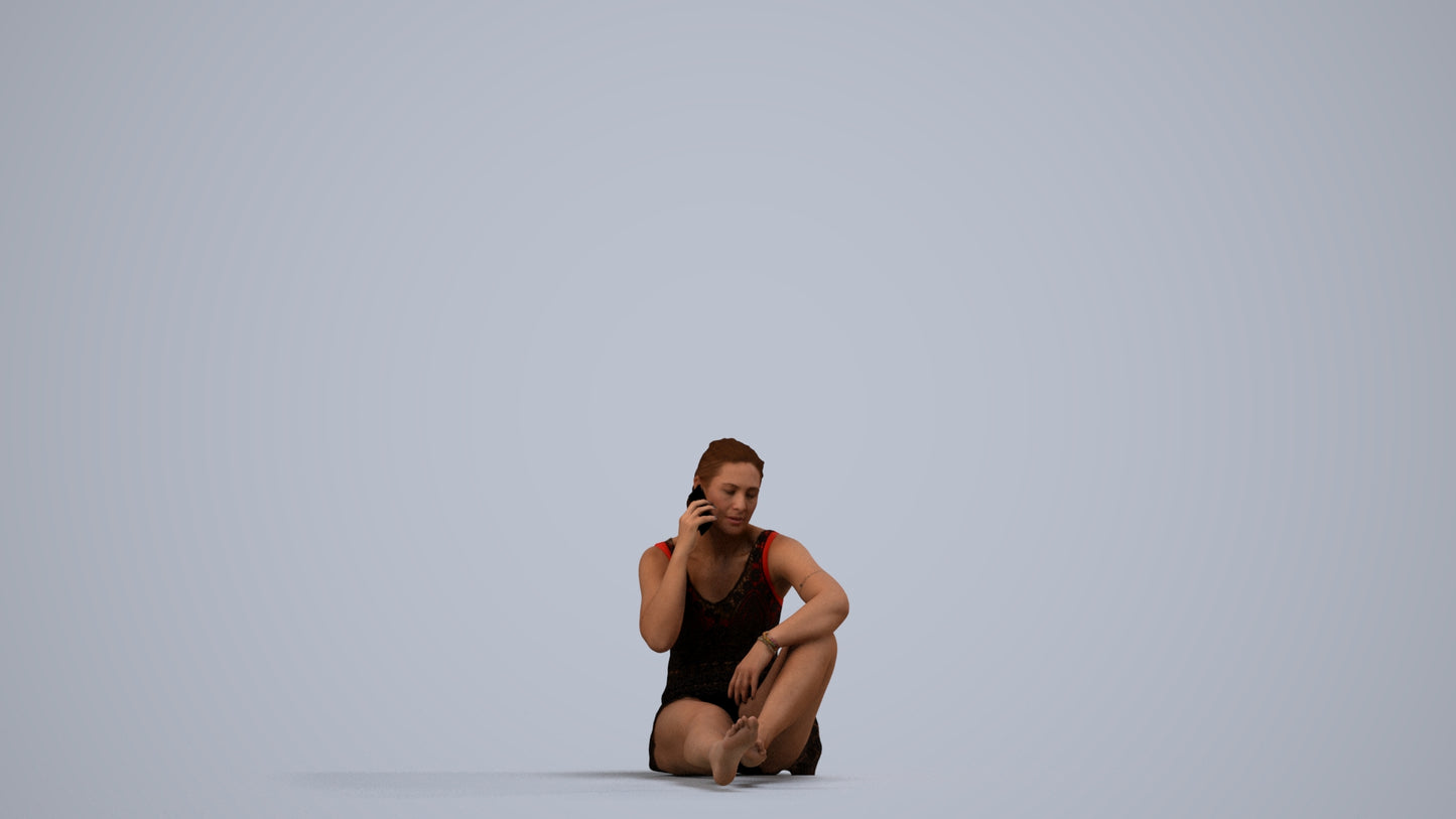 realistic 3D people woman sport pool, render-ready for V-Ray and Corona, FBX OBJ, side view render