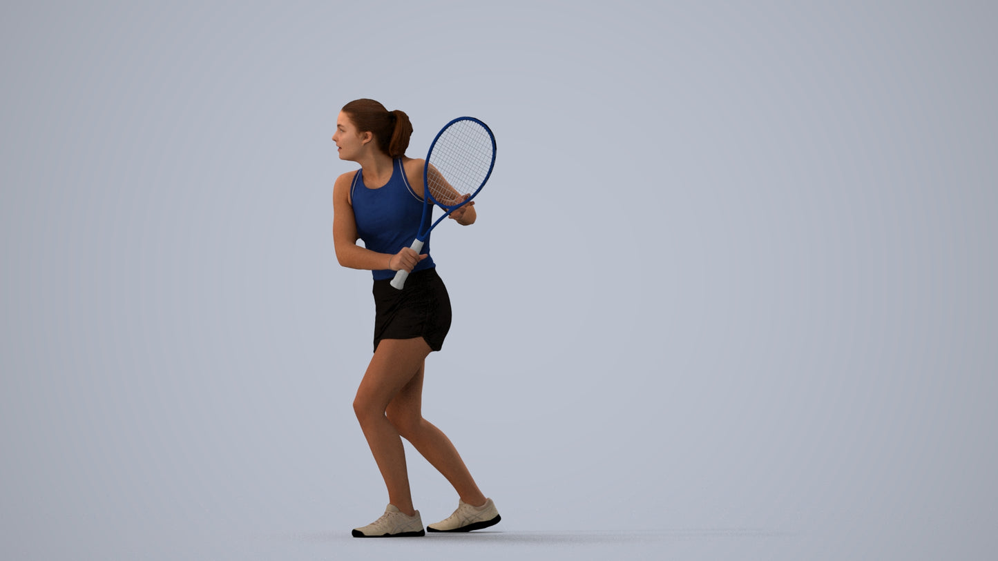 realistic 3D girl sport, scanned archviz people for Blender and 3ds Max, three-quarter view render