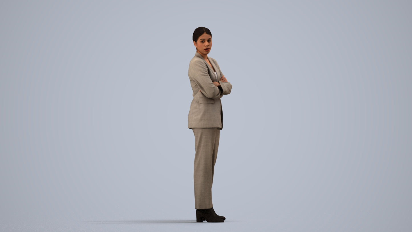photogrammetry 3D woman business, realistic human model archviz FBX, side view render