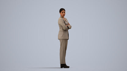 photogrammetry 3D woman business, realistic human model archviz FBX, side view render