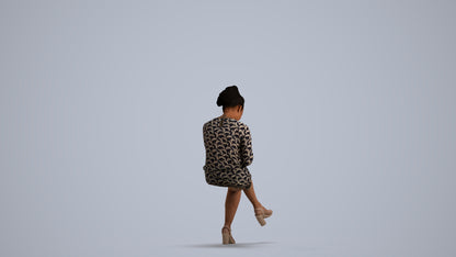 3D scanned woman sitting casual, photorealistic archviz people for Enscape and SketchUp, front view render