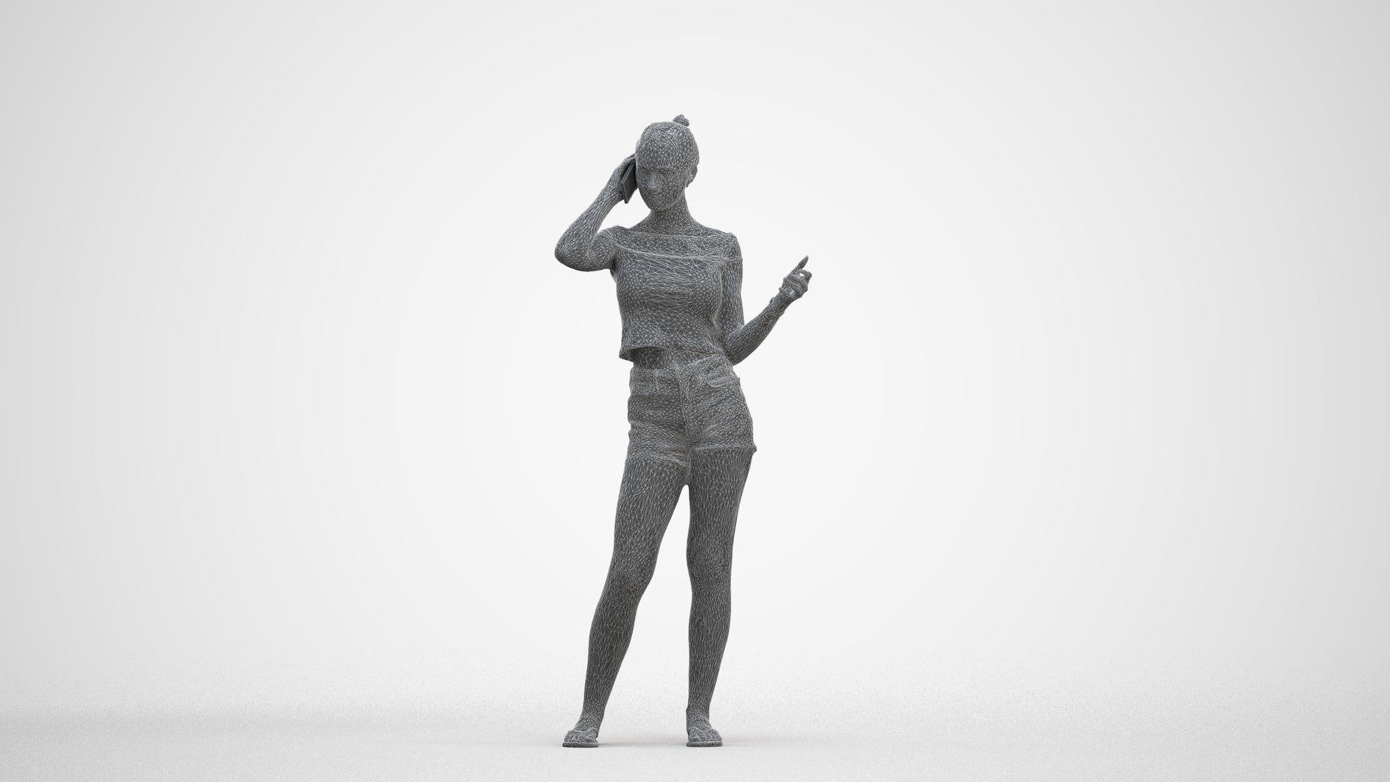 3D people model girl casual standing, scanned human for 3ds Max rendering, three-quarter front view render