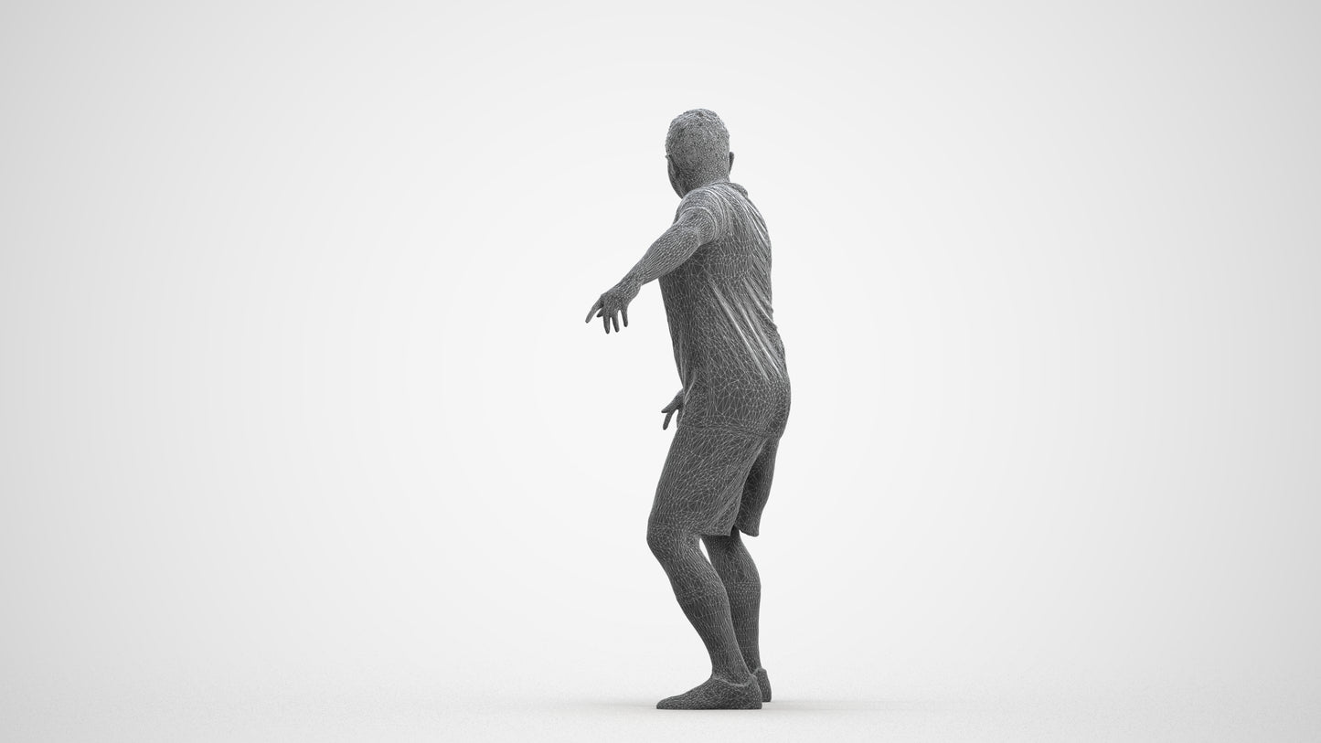 photogrammetry 3D man sport, realistic human model archviz FBX, wireframe front view