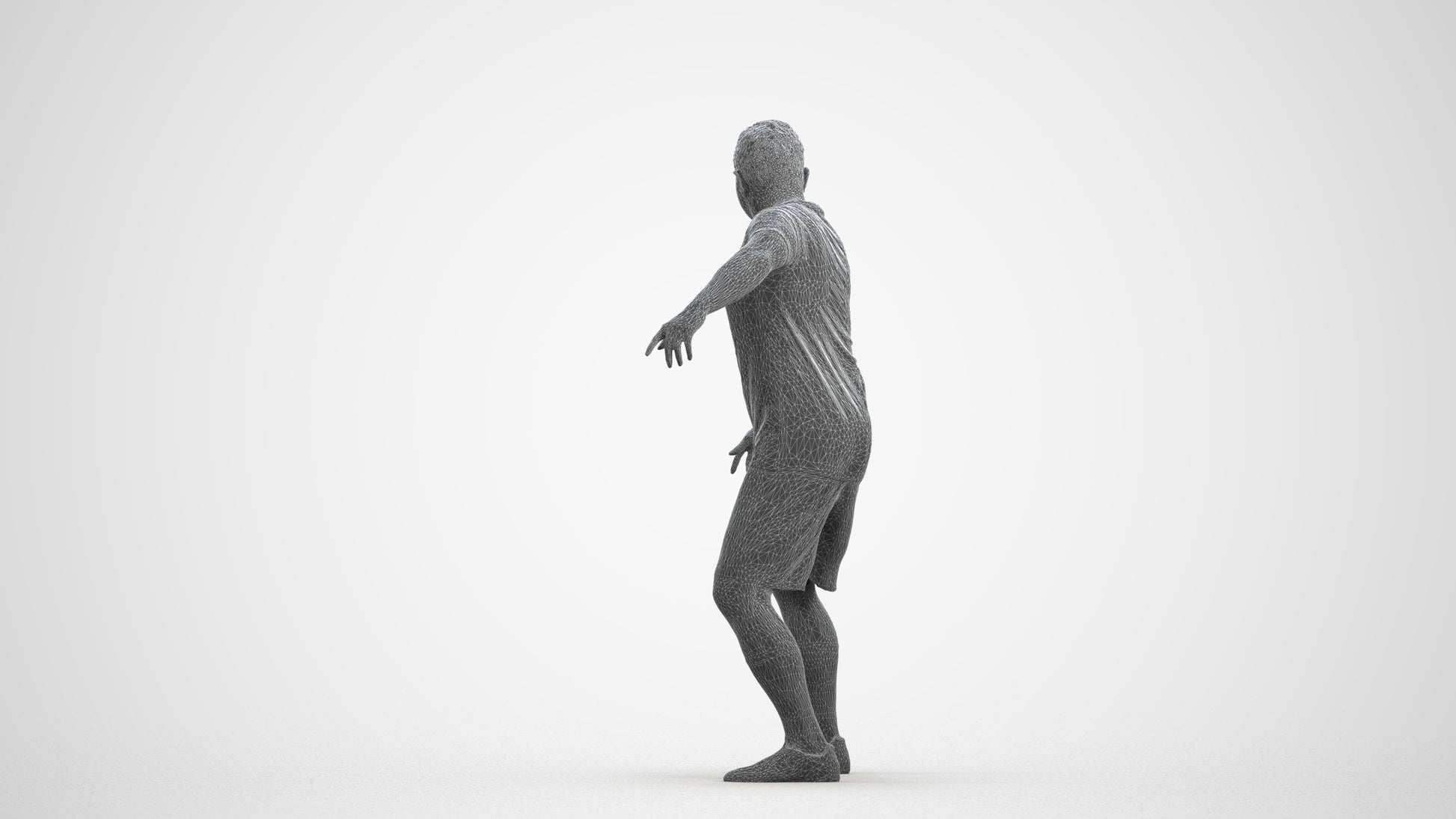 photogrammetry 3D man sport, realistic human model archviz FBX, wireframe front view