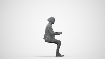 realistic 3D woman business, scanned archviz people for Blender and 3ds Max, wireframe side view