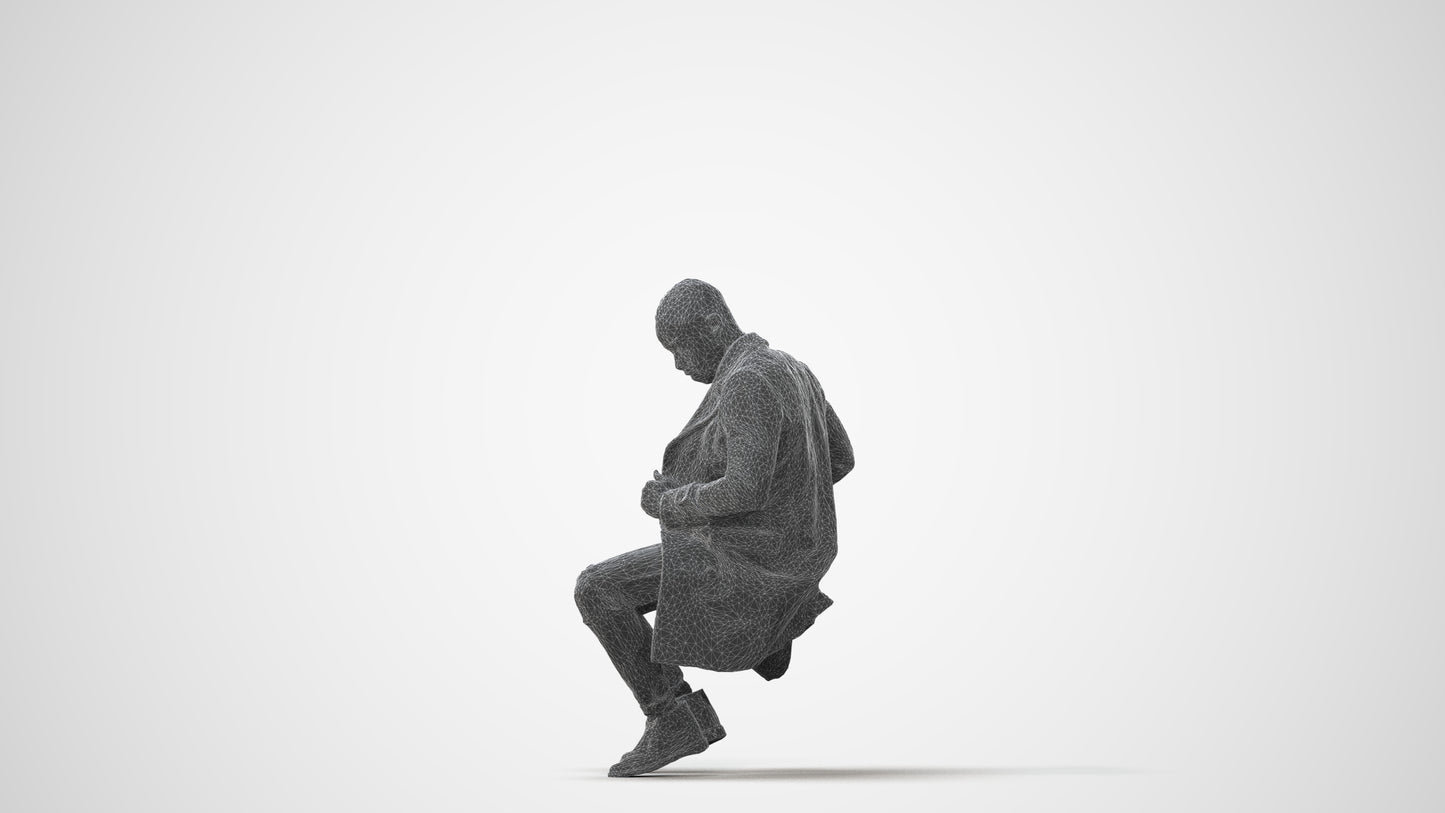 realistic 3D people man casual sitting, render-ready for V-Ray and Corona, FBX OBJ, square thumbnail