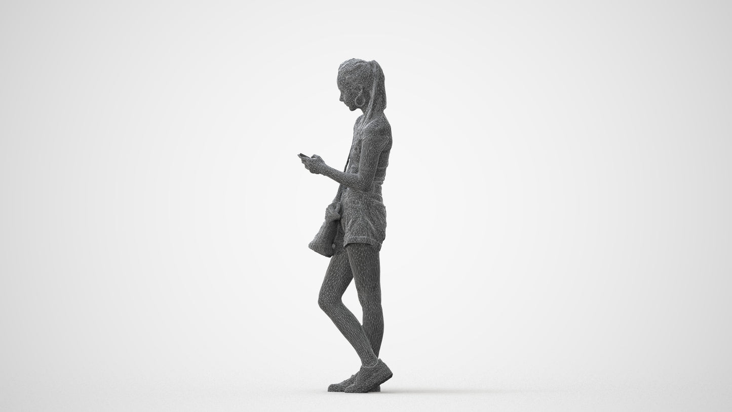 photogrammetry 3D woman casual standing, realistic human model archviz FBX, square thumbnail