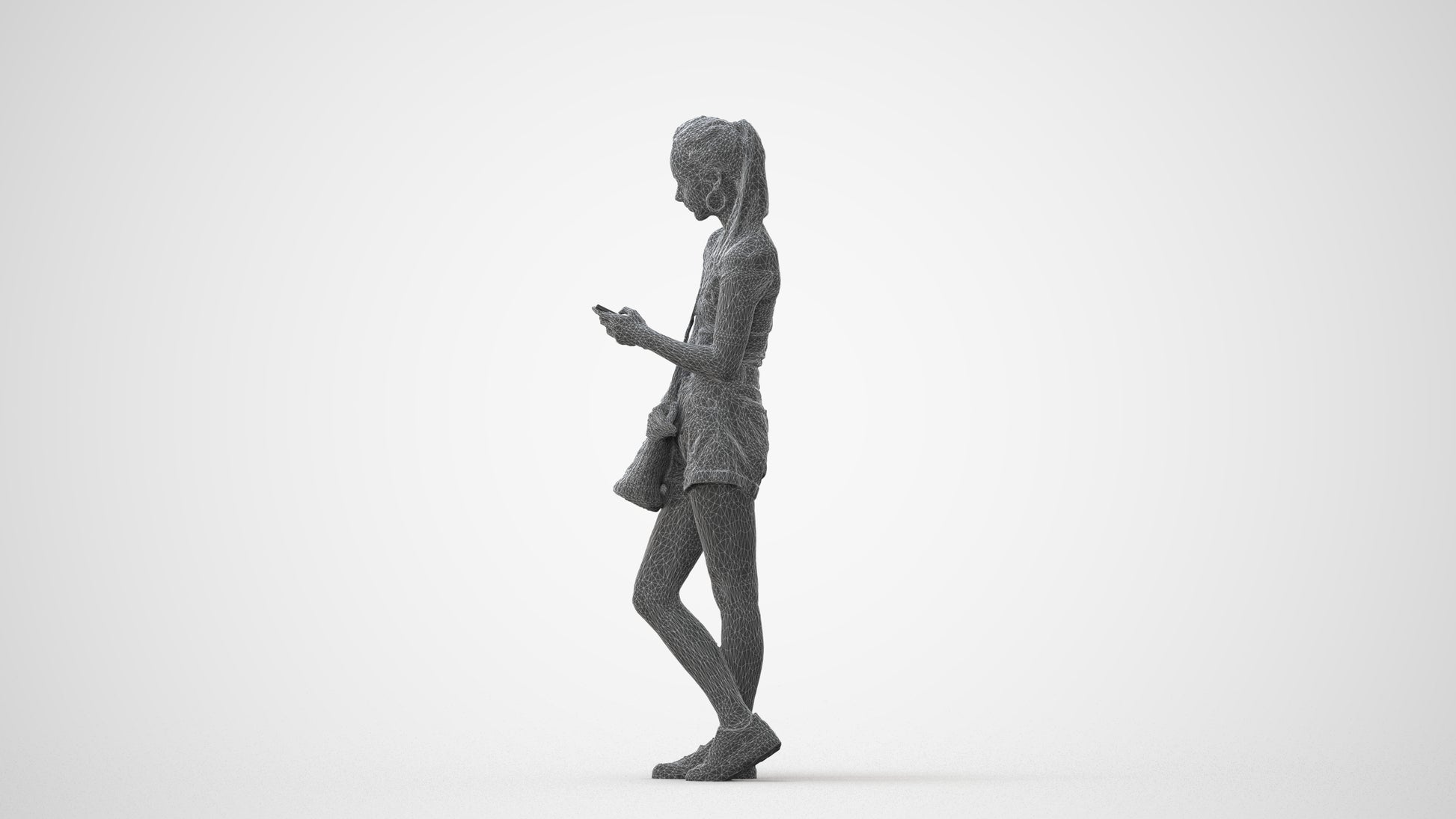 photogrammetry 3D woman casual standing, realistic human model archviz FBX, square thumbnail
