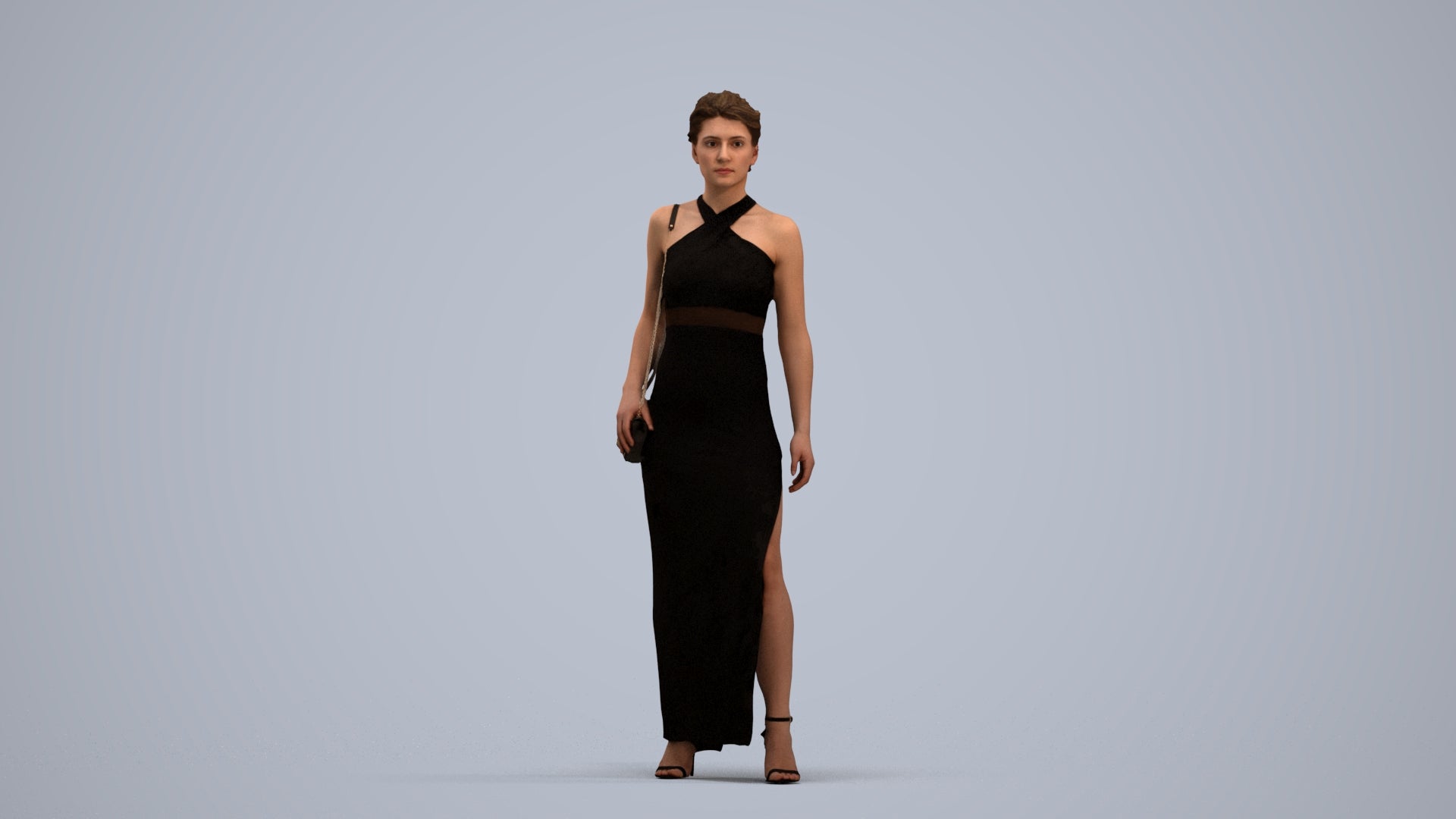 3D human model woman formal formalaffairs, photogrammetry scanned person for archviz, standing pose render
