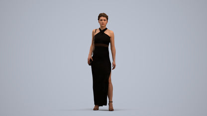 3D human model woman formal formalaffairs, photogrammetry scanned person for archviz, standing pose render