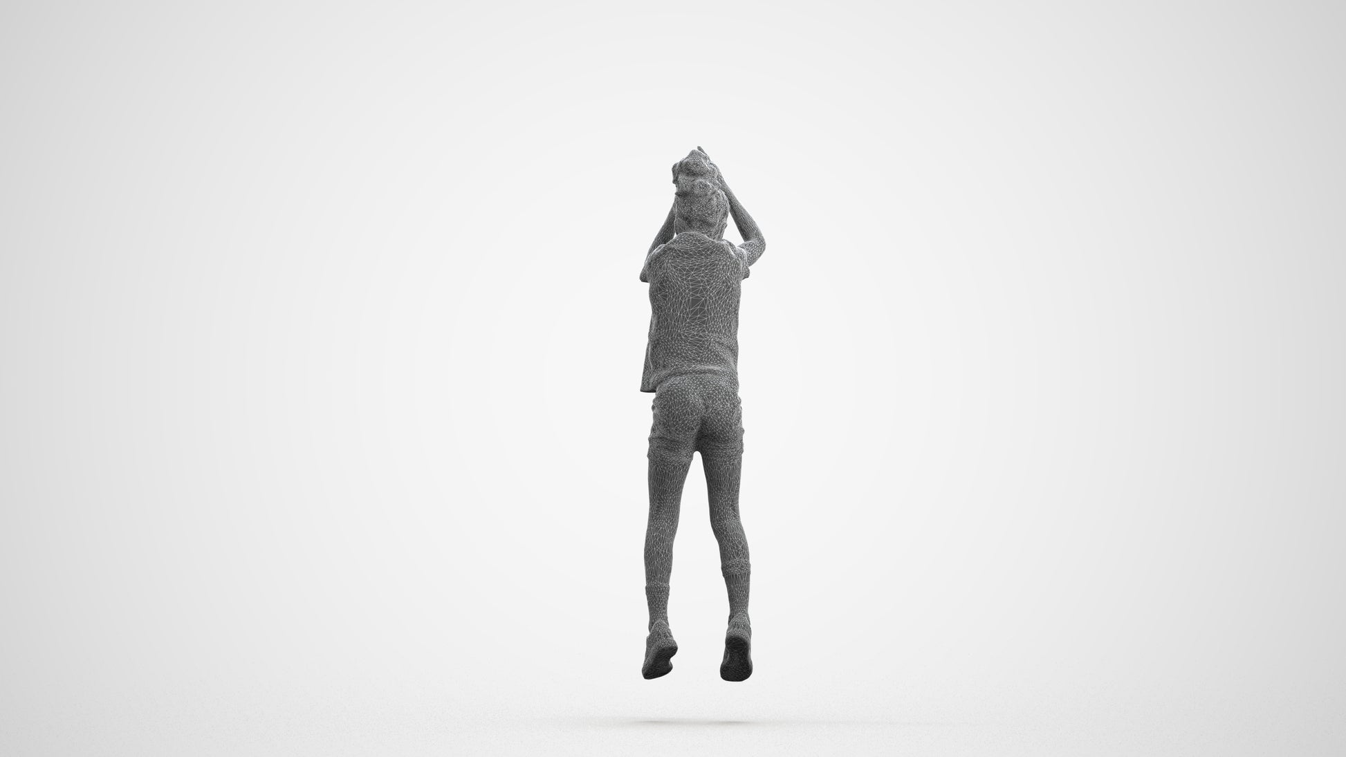 realistic 3D human girl casual kids, archviz people FBX OBJ for Blender, wireframe front view