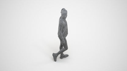 3D human model woman sport, photogrammetry scanned person for archviz, wireframe three-quarter view