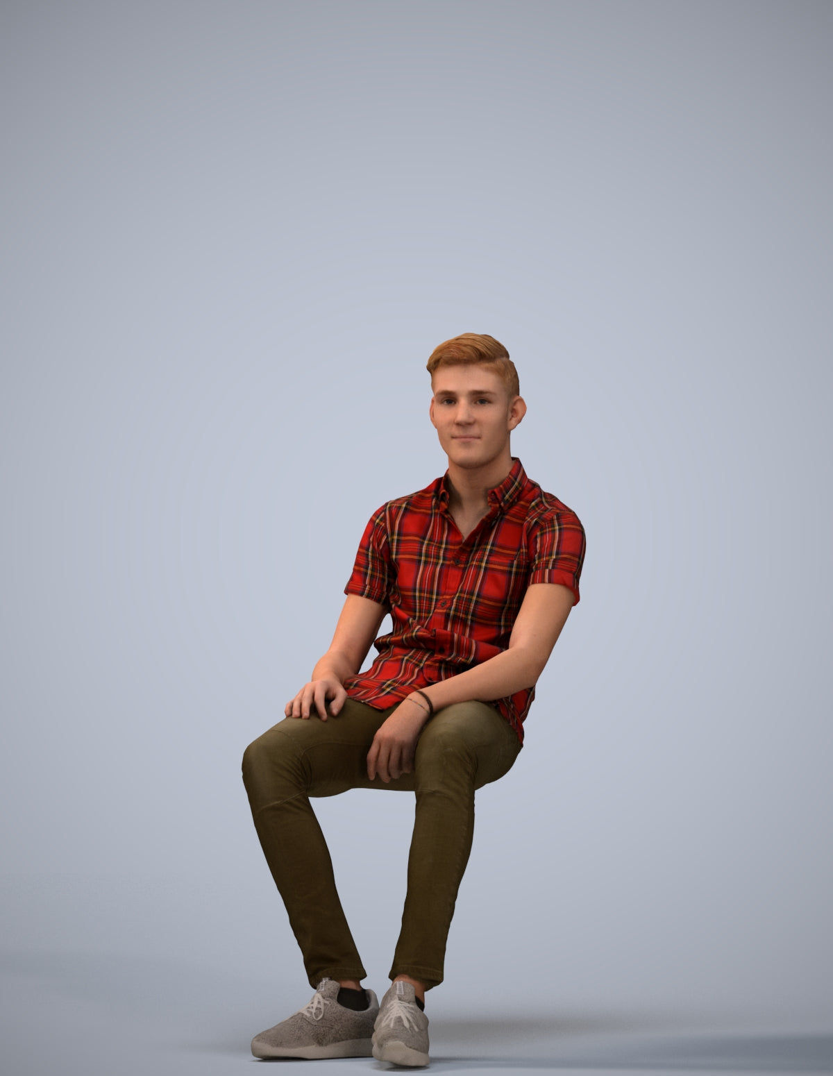 3D scanned man sitting casual, photorealistic archviz people for Enscape and SketchUp