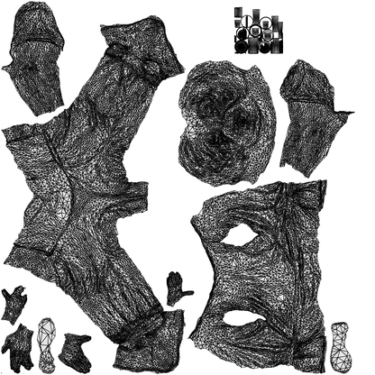 3D scanned man standing, photorealistic archviz people for Enscape and SketchUp, wireframe top-down view