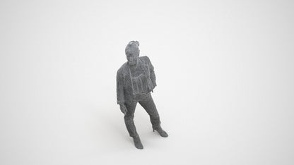 realistic 3D woman business standing, scanned archviz people for Blender and 3ds Max, wireframe three-quarter view