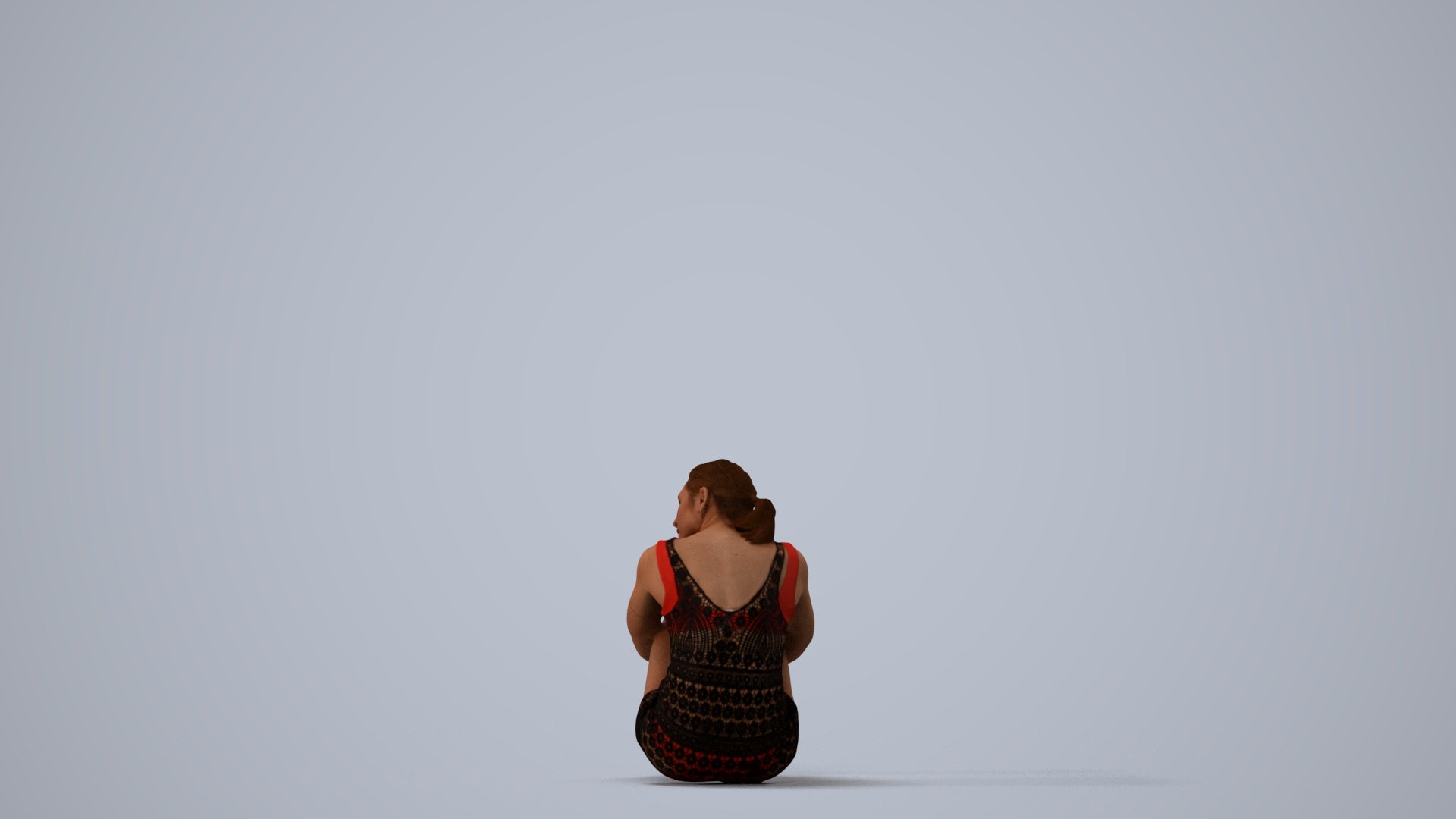 photogrammetry 3D woman sport pool, realistic human model archviz FBX, three-quarter view render