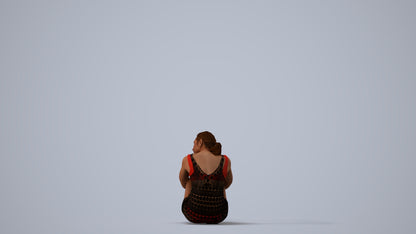 photogrammetry 3D woman sport pool, realistic human model archviz FBX, three-quarter view render