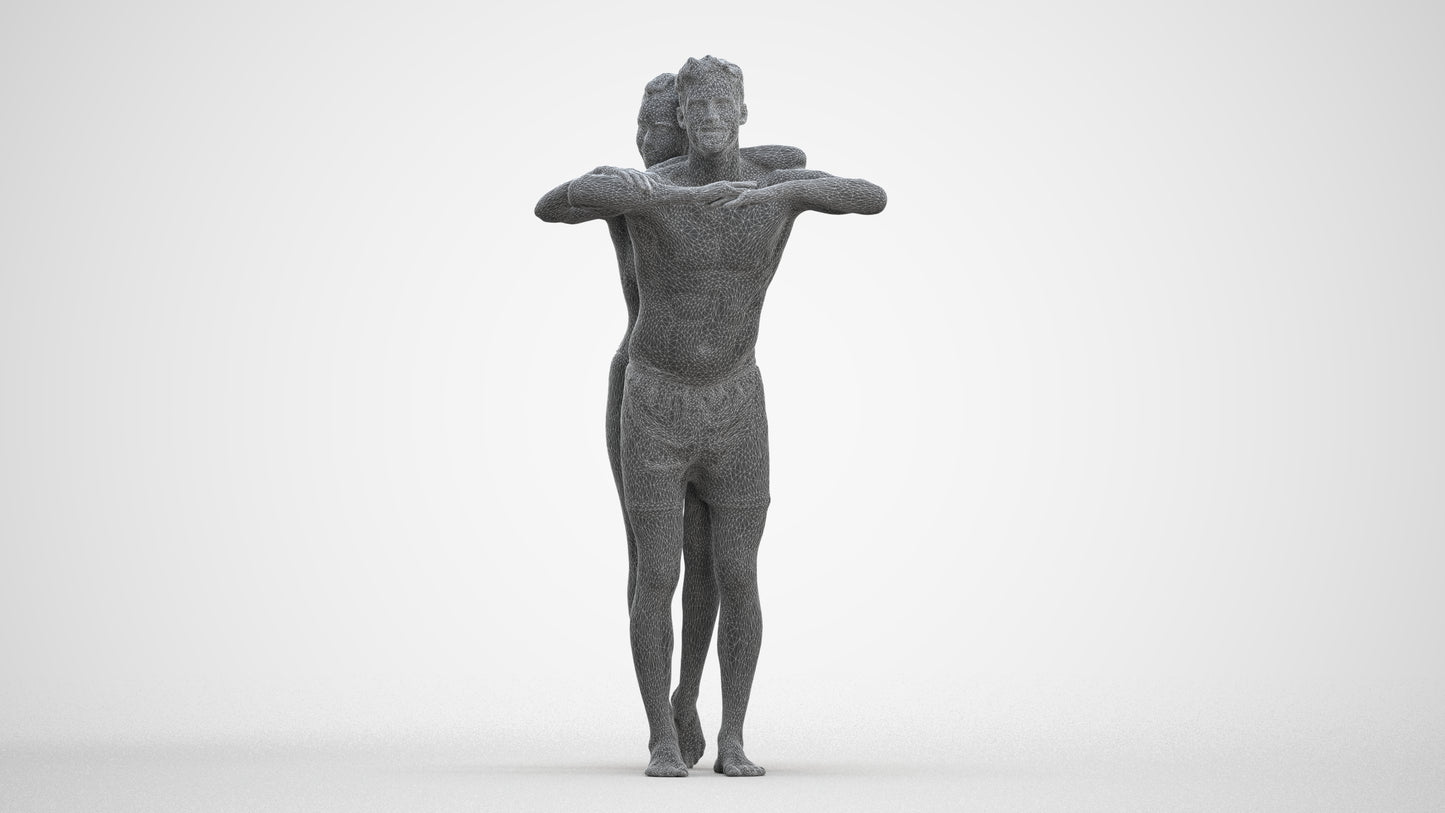 3D scanned man pool, photorealistic archviz people for Enscape and SketchUp, three-quarter front view render