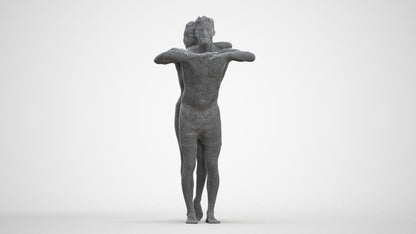 3D scanned man pool, photorealistic archviz people for Enscape and SketchUp, three-quarter front view render