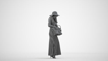 photogrammetry 3D woman casual standing, realistic human model archviz FBX, wireframe side view