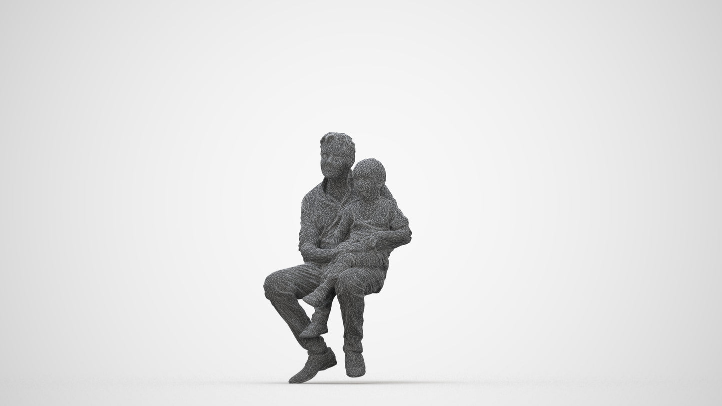 3D people model boy casual kids, scanned human for 3ds Max rendering, wireframe back view