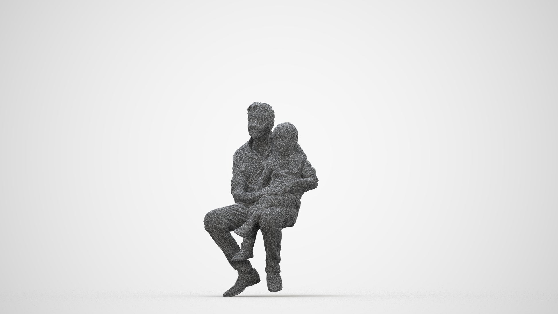 3D people model boy casual kids, scanned human for 3ds Max rendering, wireframe back view