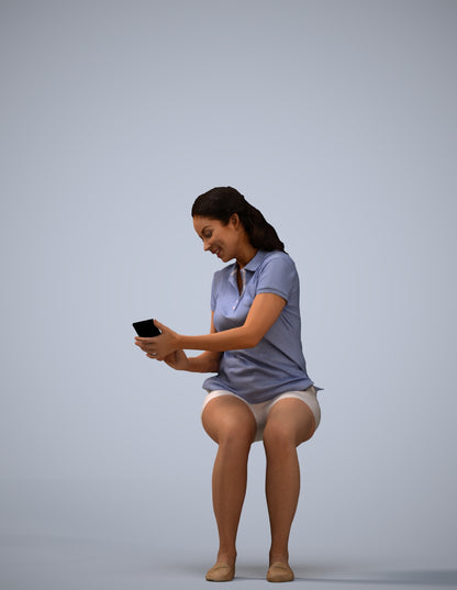 realistic 3D woman casual sitting, scanned archviz people for Blender and 3ds Max