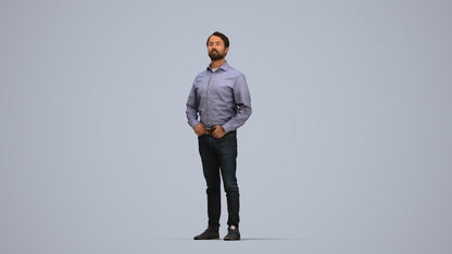 3D scanned man standing business, photorealistic archviz people for Enscape and SketchUp, top-down view render