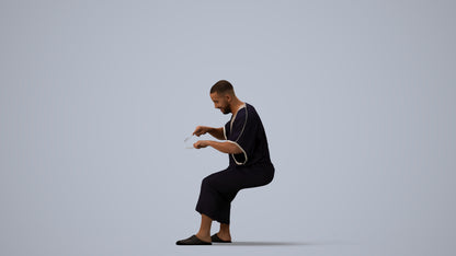 realistic 3D man sitting, scanned archviz people for Blender and 3ds Max, three-quarter view render