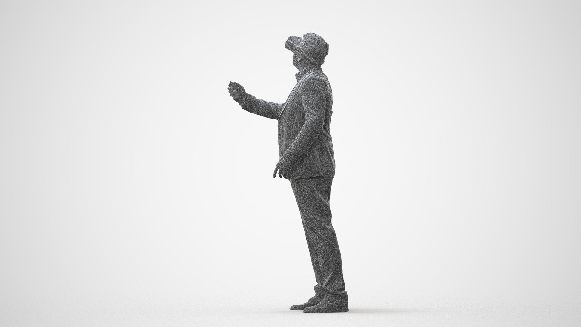 realistic 3D human man business standing, archviz people FBX OBJ for Blender, square thumbnail