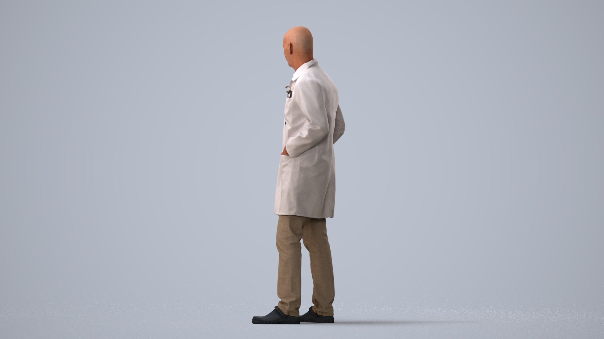 scanned 3D senior man medical, photogrammetry people for Enscape and V-Ray, three-quarter view render