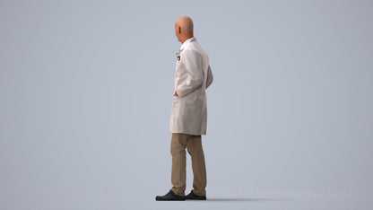 scanned 3D senior man medical, photogrammetry people for Enscape and V-Ray, three-quarter view render