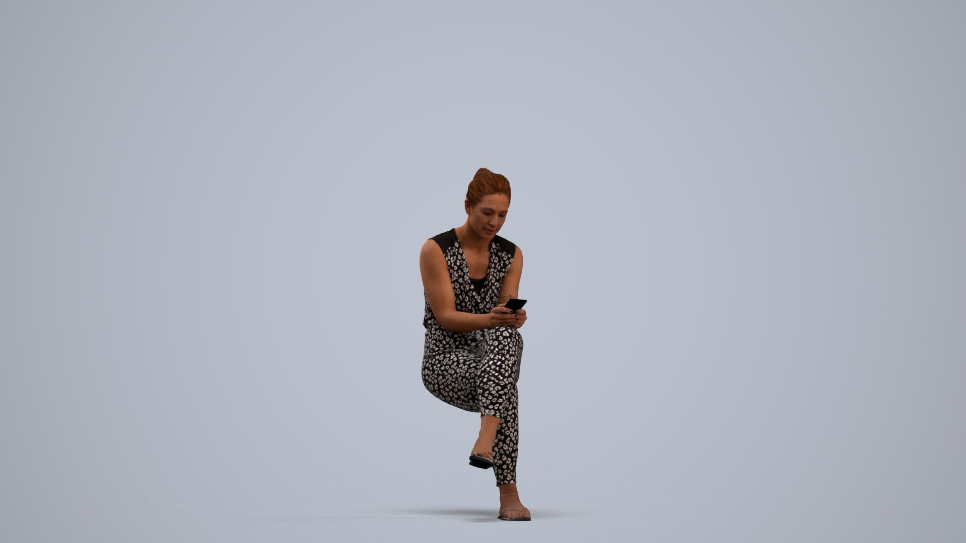 realistic 3D people woman casual sitting, render-ready for V-Ray and Corona, FBX OBJ, standing pose render