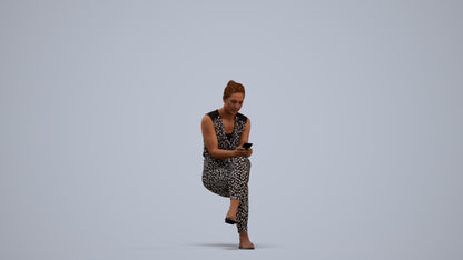 realistic 3D people woman casual sitting, render-ready for V-Ray and Corona, FBX OBJ, standing pose render