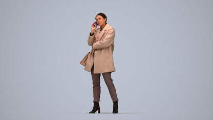 photogrammetry 3D woman business standing, realistic human model archviz FBX, top-down view render
