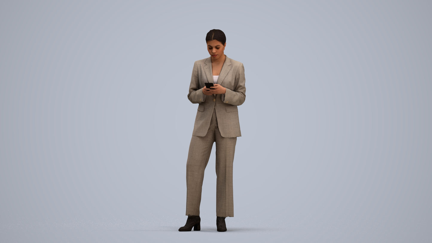 scanned 3D woman business, photogrammetry people for Enscape and V-Ray, standing pose render