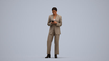 scanned 3D woman business, photogrammetry people for Enscape and V-Ray, standing pose render