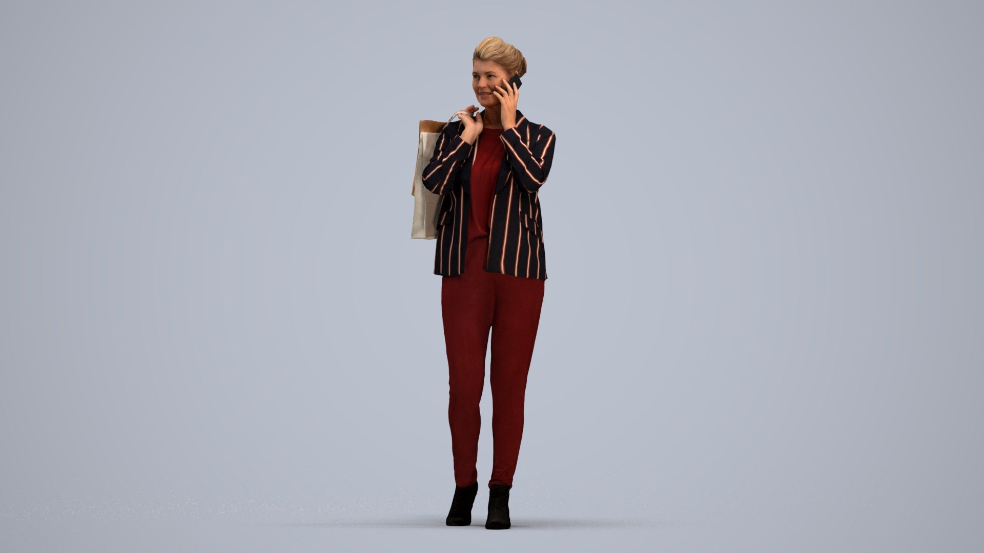photogrammetry 3D woman business formalaffairs, realistic human model archviz FBX, standing pose render