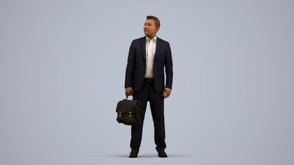 realistic 3D human man business, archviz people FBX OBJ for Blender, standing pose render