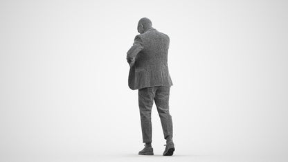 realistic 3D human man business walking, archviz people FBX OBJ for Blender, wireframe front view