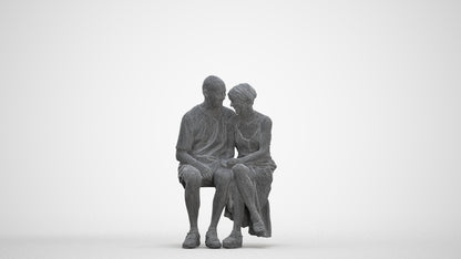 realistic 3D senior woman couple, scanned archviz people for Blender and 3ds Max, three-quarter front view render