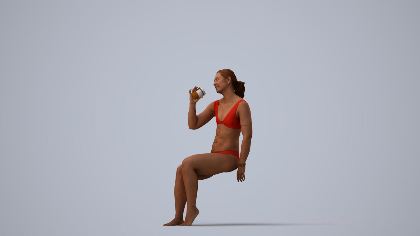 realistic 3D woman mix, scanned archviz people for Blender and 3ds Max, three-quarter view render