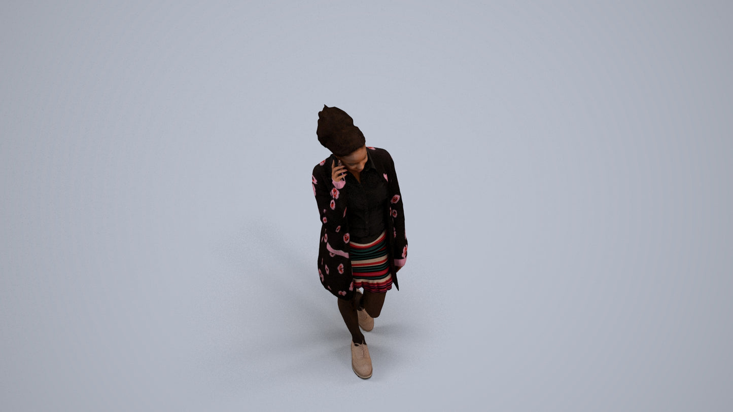 3D people model woman casual walking, scanned human for 3ds Max rendering, back view render