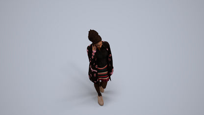 3D people model woman casual walking, scanned human for 3ds Max rendering, back view render