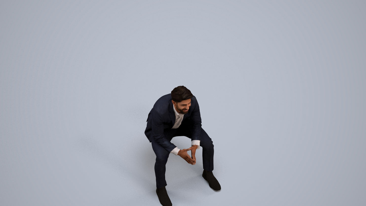 photogrammetry 3D man business, realistic human model archviz FBX, back view render